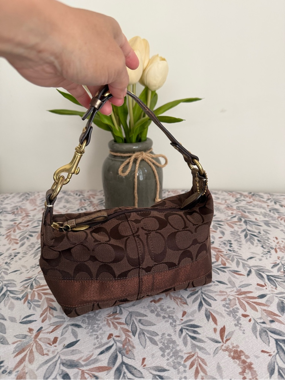 Coach Signature Accessories Chocolate  brown mini bag